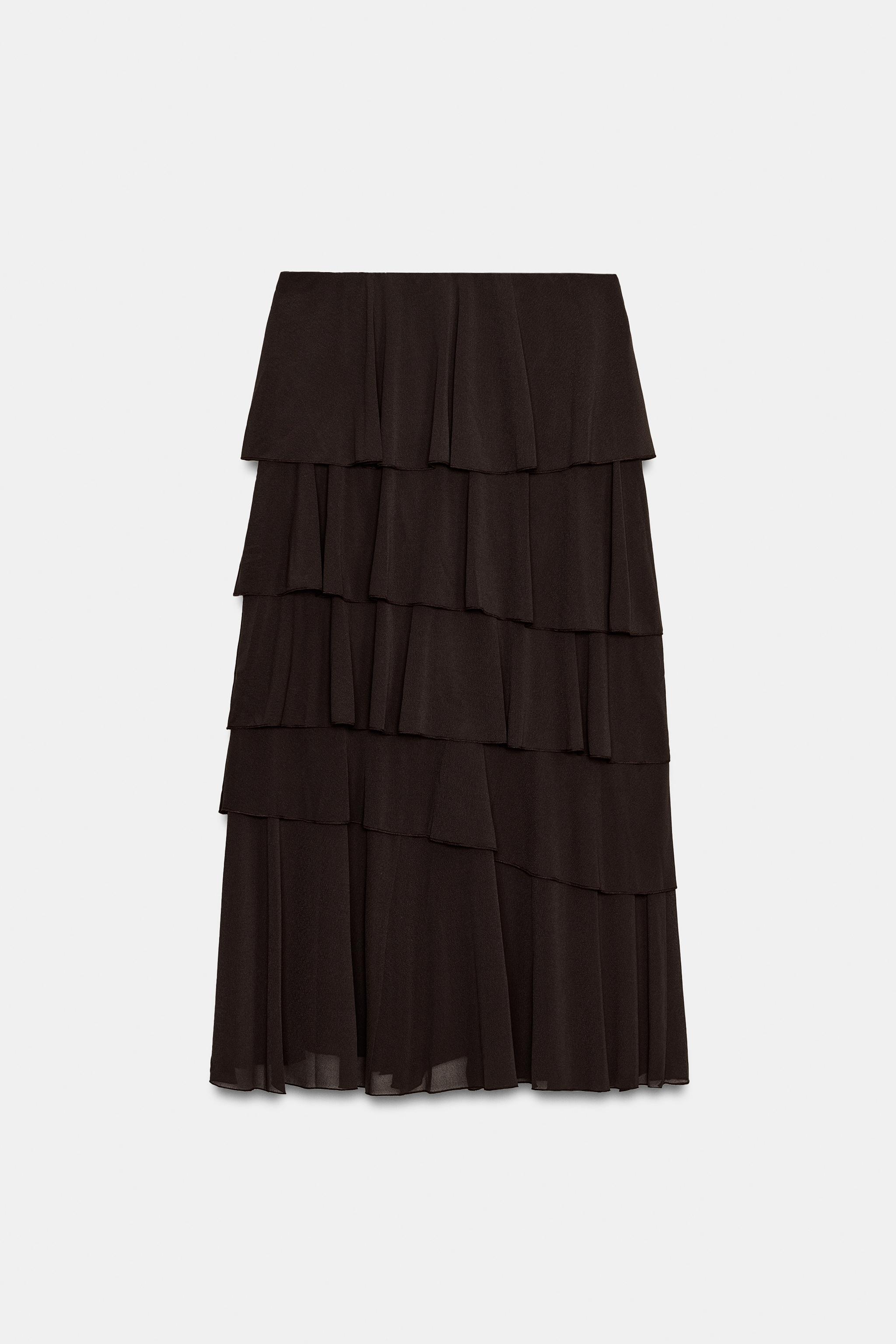 RUFFLED MIDI SKIRT